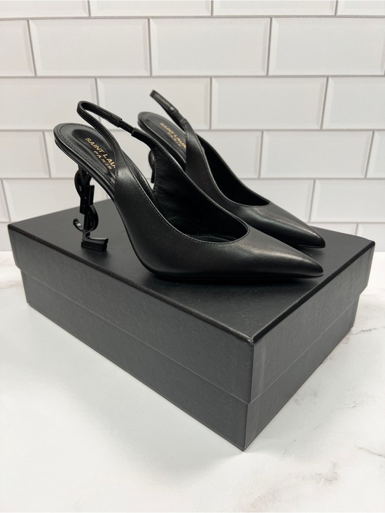 Yves Saint Laurent Shoes - YSL Yves Saint Laurent Black Opyum Slingback Leather Pumps Pump Heels Heel